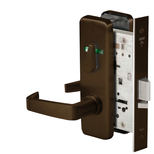 Grade 1 Office Mortise Lock, Visual Thumbturn Indicator, 15 Lever, J Escutcheon, SFIC Housing Less Core, Oil-Rubbed Bronze Finish, Field Reversible Oil-Rubbed Bronze