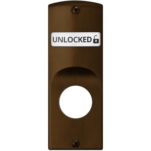 Indicator for Sectional Trim with Cylinder Prep, Interior displays "Unlocked / Locked" in White & Red, Field Reversible, Dark Oxidized Bronze Finish Dark Oxidized Bronze