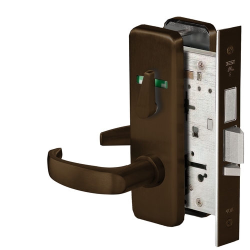 Grade 1 Dormitory Mortise Lock, Double Visual Indicator, 14 Lever, J Escutcheon, SFIC Housing Less Core, Oil-Rubbed Bronze Finish, Field Reversible Oil-Rubbed Bronze