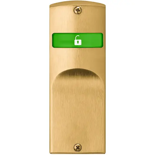 Indicator for Sectional Trim without Input (Blank), Interior displays Icons only in Green & Red, Field Reversible, Satin Brass Finish Satin Brass