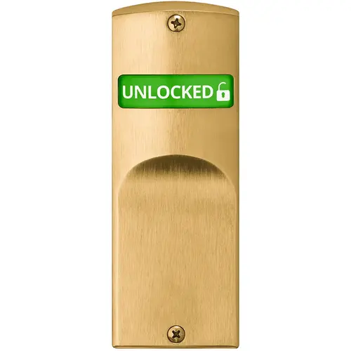 Indicator for Sectional Trim without Input (Blank), Exterior displays "Unlocked / Locked" in Green & Red, Field Reversible, Satin Brass Finish Satin Brass