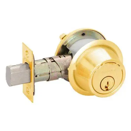 Grade 2 Cylinder by Blank Plate Deadbolt with C Keyway with 12287 Latch and 10094 Strike Bright Brass Finish