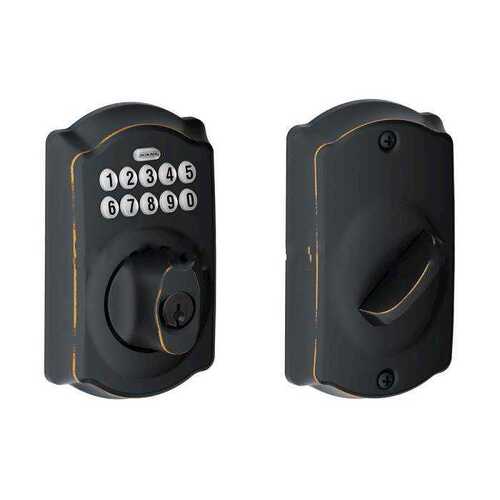 Camelot Electronic Keypad Deadbolt C Keyway with 12287 Latch and 10116 Strike Matte Black Finish