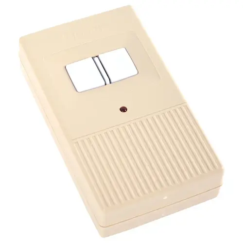 2-Channel, 2-Button Hanheld Transmitter, Two Test/Operate Switch, Test/Operate LED, Removable Wall Mounting Clip, 128 Selectable Codes, Powered by one 9 Volt Battery (Included)