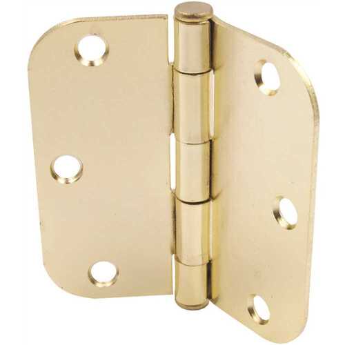 3-1/2 in. x 5/8 in. Radius Bright Brass Squeak-Free Door Hinge