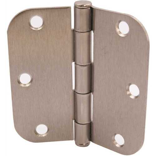 3-1/2 in. x 5/8 in. Radius Satin Nickel Squeak-Free Door Hinge