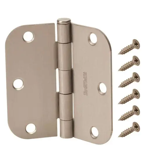 3-1/2 in. x 5/8 in. Radius Satin Nickel Squeak-Free Door Hinge