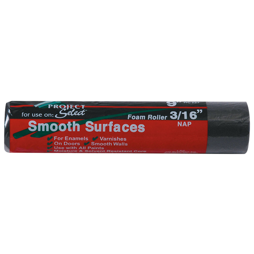 Paint Roller Cover Project Select Foam 9" W X 3/16" Black - pack of 12