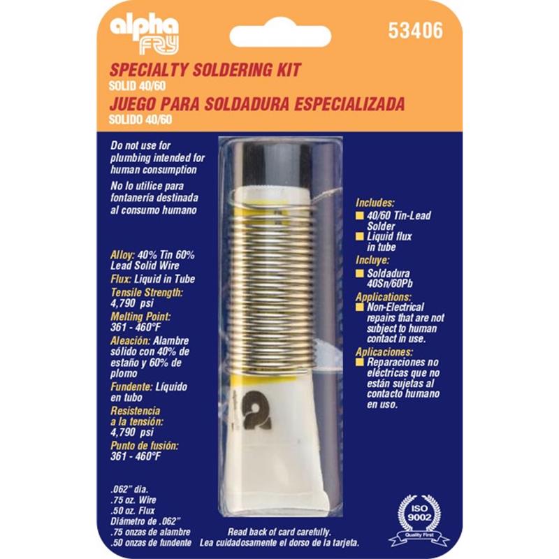 Alpha Fry 53406 Non-Electrical Repair Flux 0.62" D Tin/Lead 40/60