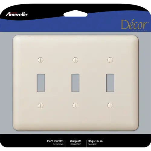 Wall Plate Devon Light Almond 3 gang Stamped Steel Toggle Light