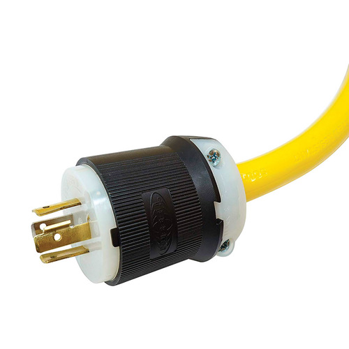 Electrical Cord, 10 AWG Cable, 25 ft L, 20 A, 125/250 V, Yellow