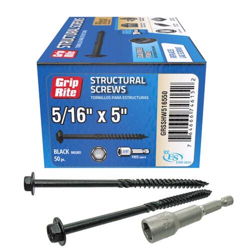 GripRite GRSSHW516550 Structural Screws 5/16" wire X 5" L Star Hex