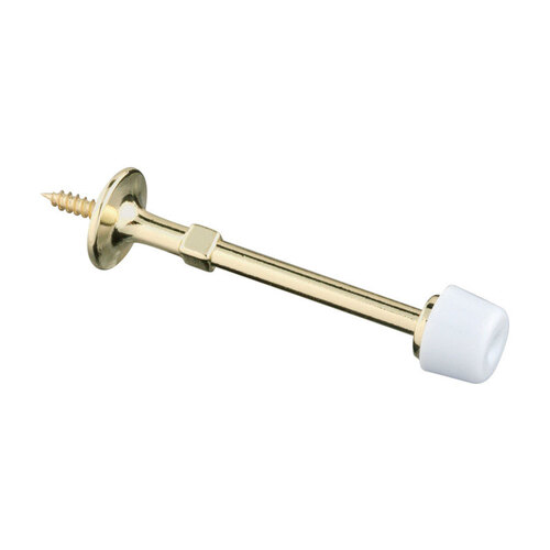 Rigid Door Stop Zinc w/Plastic Tip Polished Brass Gold Mounts to wall Polished Brass