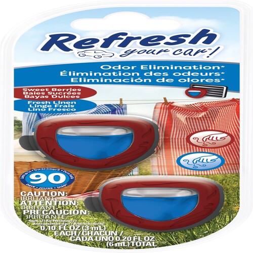 Refresh Your Car! RMD277-6AME Mini Car Diffuser Sweet Berry/Fresh Linen Scent 0.1 oz Liquid