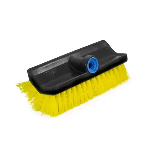 Multi-Angle Scrub Brush 10" W Hard Bristle Polypropylene Handle Black/Yellow