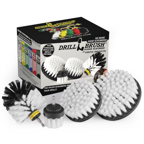 Drill Brush Set 5" W Soft Bristle Metal Handle White