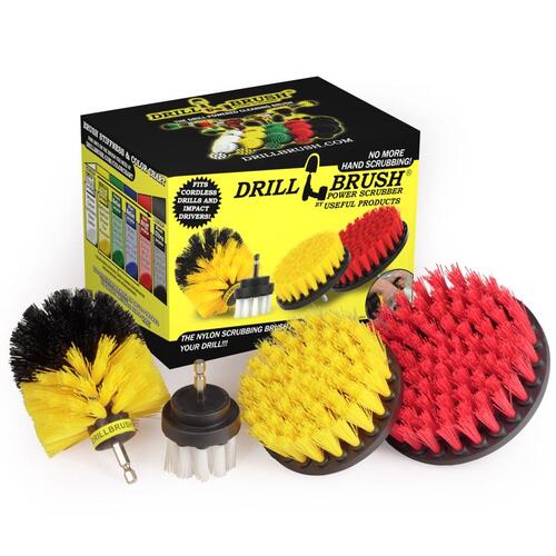 Drill Brush Set 5" W Soft/Medium Bristle Metal Handle Multicolored