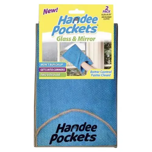 Handee Pockets 33224 Cleaning Cloth Microfiber 6.25" W X 9.75" L Blue Pair