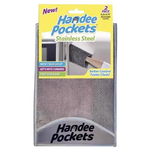 Handee Pockets 33324-XCP6 Cleaning Cloth Microfiber 6.25" W X 9.75" L Gra - 2 per pack x6 packs