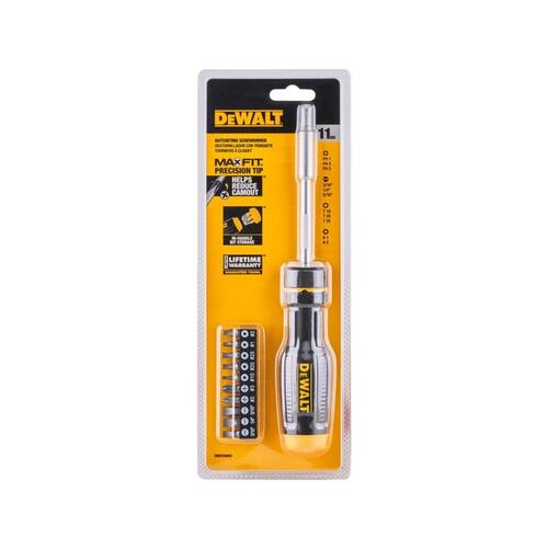 DEWALT DWHT68002 Ratcheting Screwdriver Set Max Fit 11 pc Assorted Black/Yellow