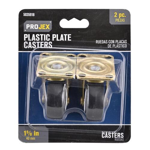 Caster 1-5/8" D Plastic 50 lb Black/Brass