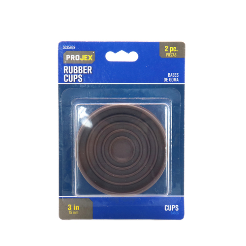 Caster Cup Rubber Brown Round 3" W X 3" L Brown