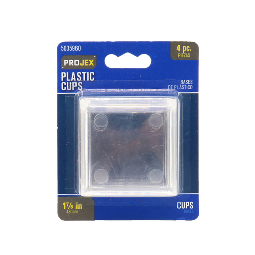 Caster Cup Plastic Clear Square 1-7/8" W X 1-7/8" L Clear