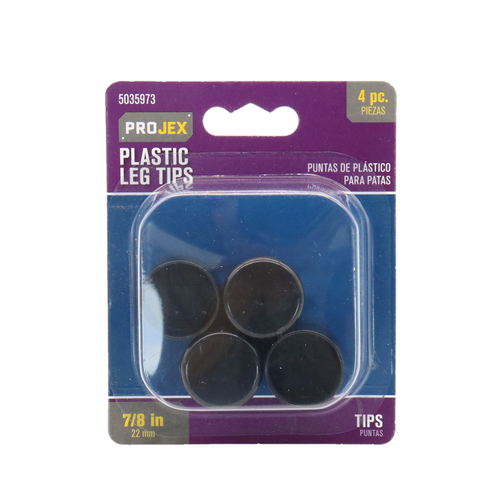 Leg Tip Plastic Black Round 7/8" W Black