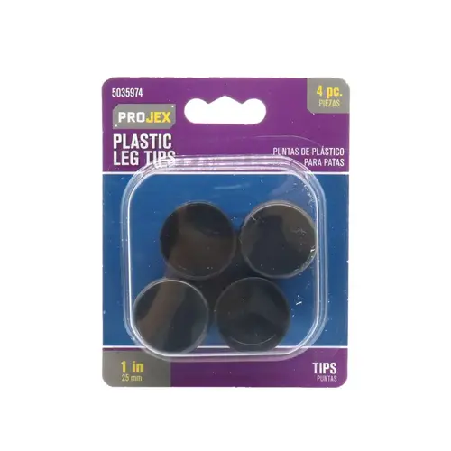 Leg Tip Plastic Black Round 1" W Black