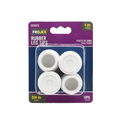 Leg Tip Rubber Off-White Round 3/4" W Off-White