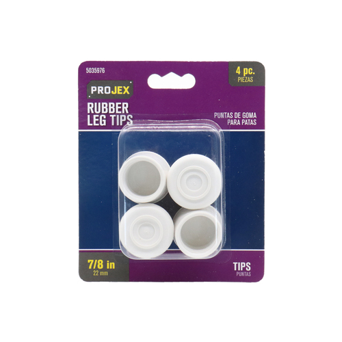 Leg Tip Rubber Off-White Round 7/8" W Off-White