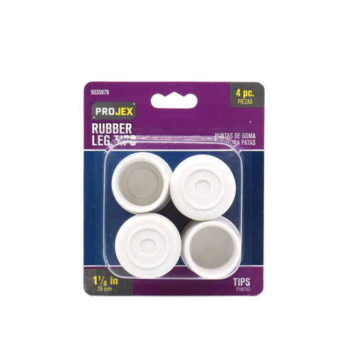 Leg Tip Rubber Off-White Round 1-1/8" W Off-White