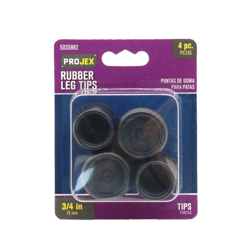 Leg Tip Rubber Black Round 3/4" W Black