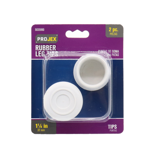 Leg Tip Rubber Off-White Round 1-1/4" W Off-White