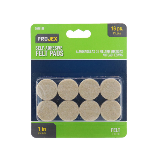 Protective Pad Felt Self Adhesive White Round 1" W White