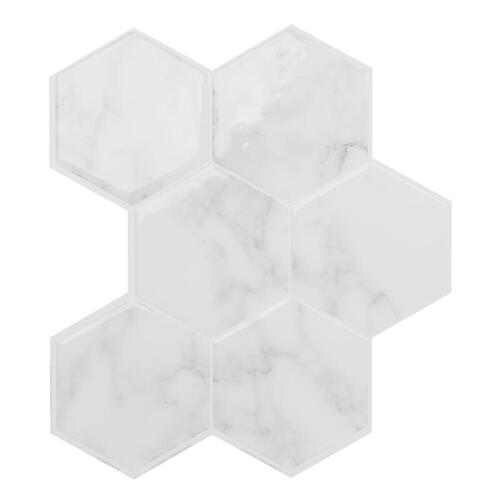 Smart Tiles SM1190G-04-QG Adhesive Wall Tile 9.56" W X 10.61" L White Glazed Vinyl 4 pc Glazed