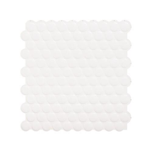 Adhesive Wall Tile 8.95" W X 8.98" L White Glazed Vinyl 4 pc Glazed