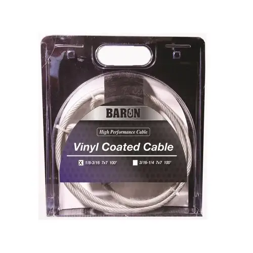 Aircraft Cable Vinyl Coated Galvanized Steel 1/8-3/16" D X 100 ft. L Vinyl Coated