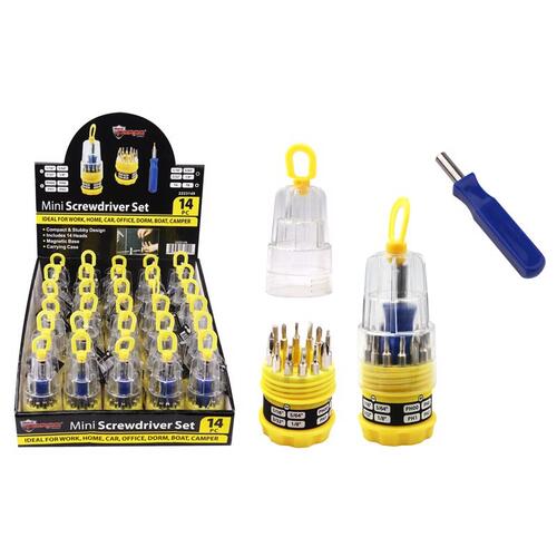 Multi-Bit Screwdriver Set Max Force 14 pc Phillips/Slotted Mini Blue - pack of 30