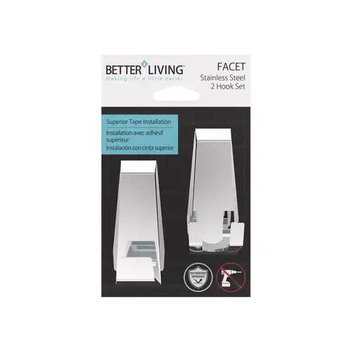 Better Living 13863 Bath Hook Facet 3.38" H X 1.25" W X 1.5" L Silver Silver