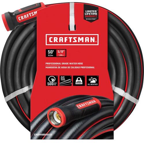 Garden Hose 5/8" D X 50 ft. L Heavy Duty Professional Grade Black Black - pack of 4