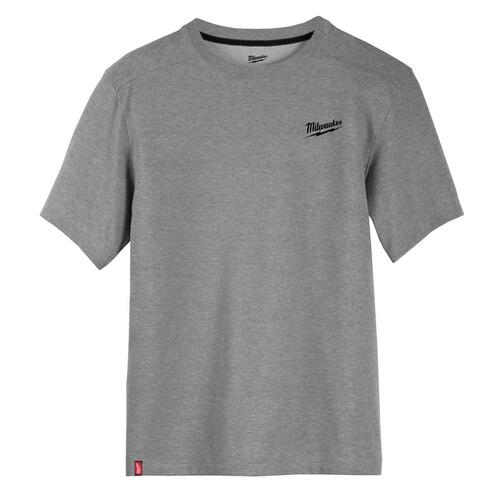 Milwaukee 603G-2X Tee Shirt XXL Short Sleeve Men's Crew Neck Gray Hybrid Work Gray