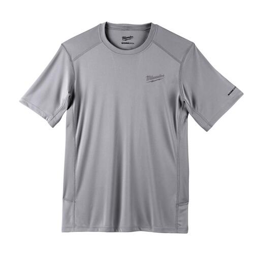 Tee Shirt Workskin L Short Sleeve Men's Crew Neck Gray Lightweight Performance Gray