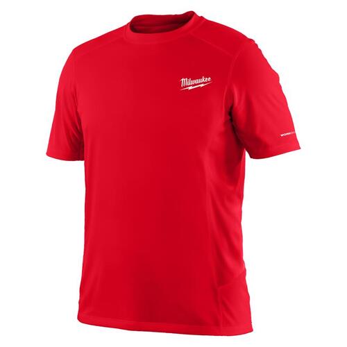 Milwaukee 414R-L Tee Shirt Workskin L Short Sleeve Men's Crew Neck Red Lightweight Performance Red