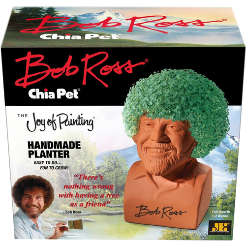 Chia Pet CP493A16 Decorative Planter Joy of Painting Bob Ross Clay Brown