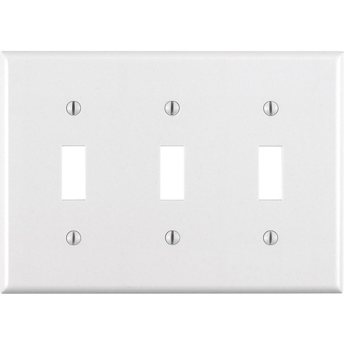 Wall Plate White 3 gang Thermoset Plastic Toggle White - pack of 10