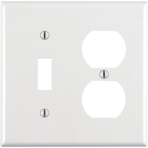 Wall Plate White 2 gang Thermoset Plastic Duplex/Toggle White - pack of 25