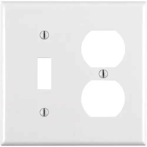 Wall Plate White 2 gang Thermoset Plastic Duplex/Toggle White