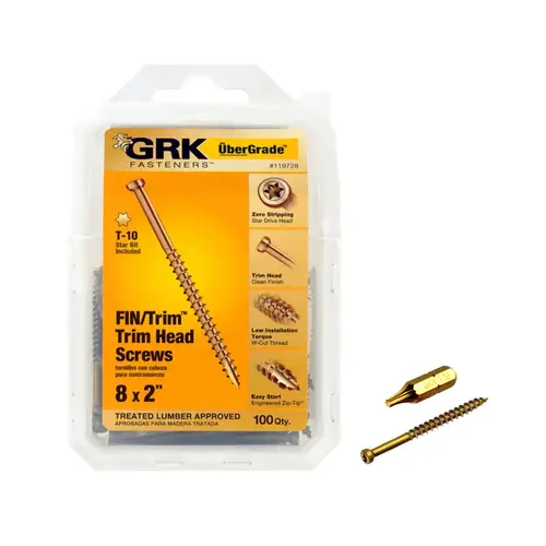 SCREW FIN/TRIM 8X2IN Yellow - pack of 100