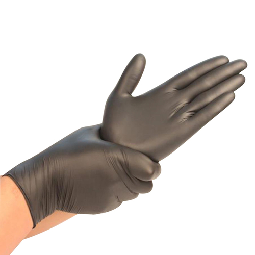 Disposable Gloves Nitrile Medium Black Powder Free Black